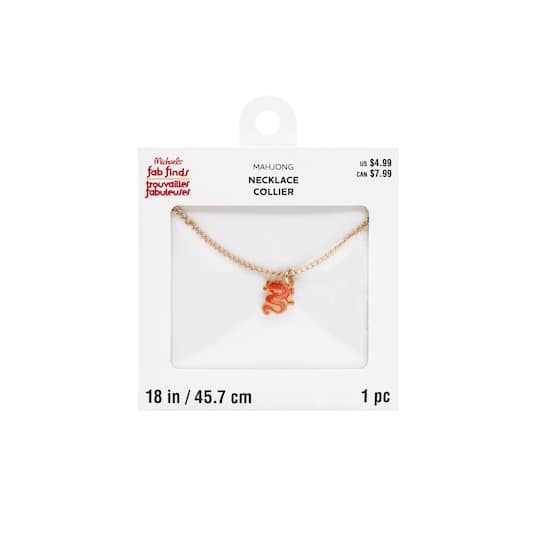 Red Mahjong Dragon Necklace by Fab Finds